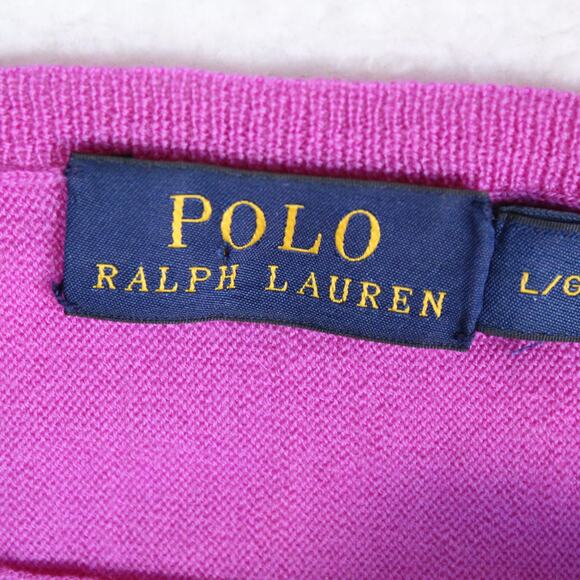 Polo Ralph Lauren Wool Sweater Womens Large Pink Merino Long Sleeve Minimalist - Picture 3 of 7
